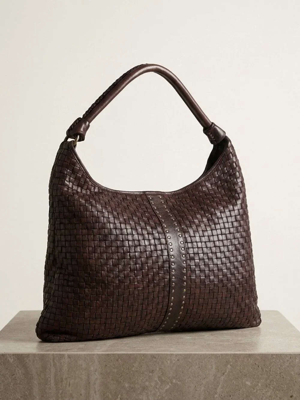Artisan Woven Leather Hobo Bag